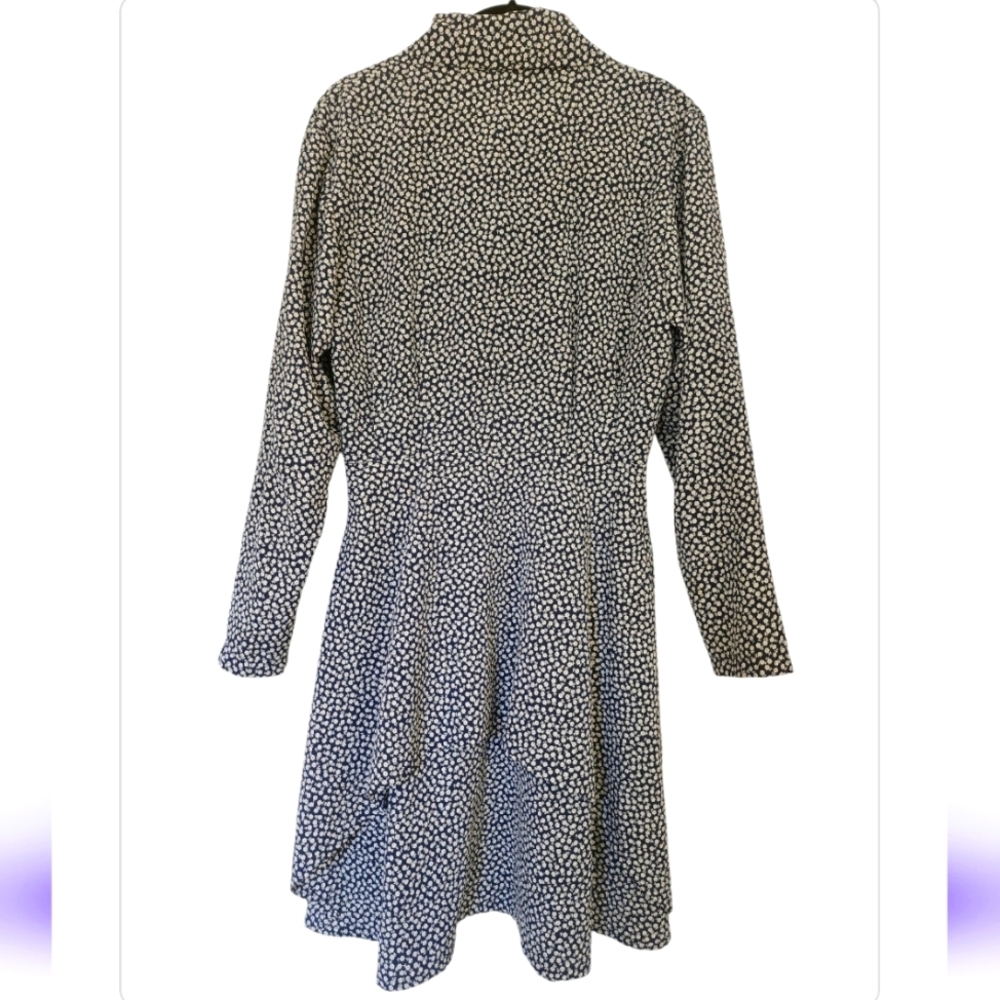 VINTAGE navy blue and white floral collar dress, size S - Picture 4 of 5